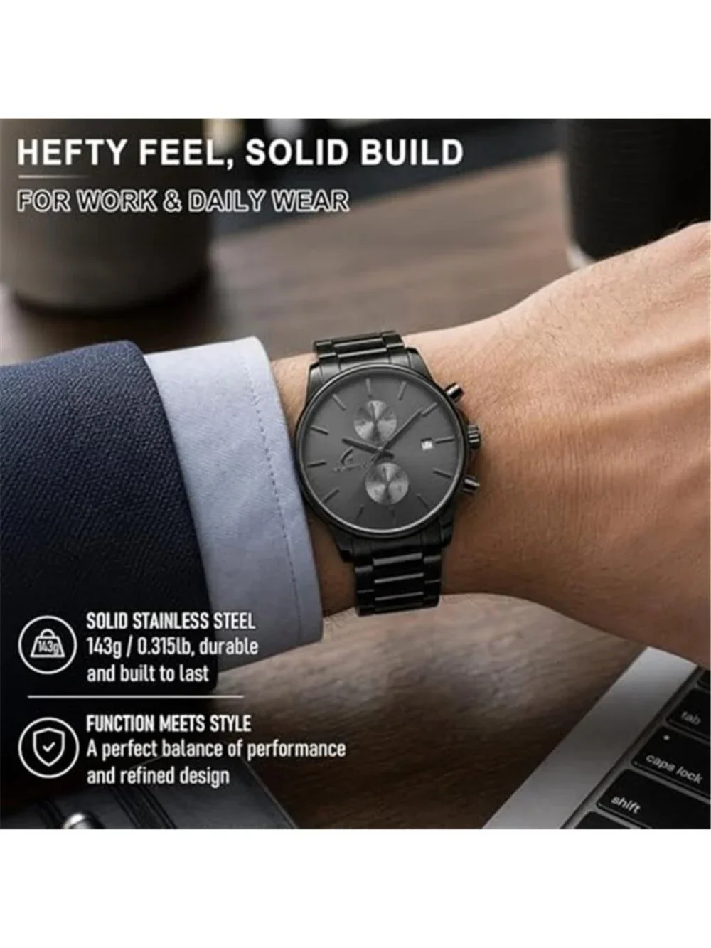 Stylish Stainless Steel Men's Watches with Functional Chronograph Subdials